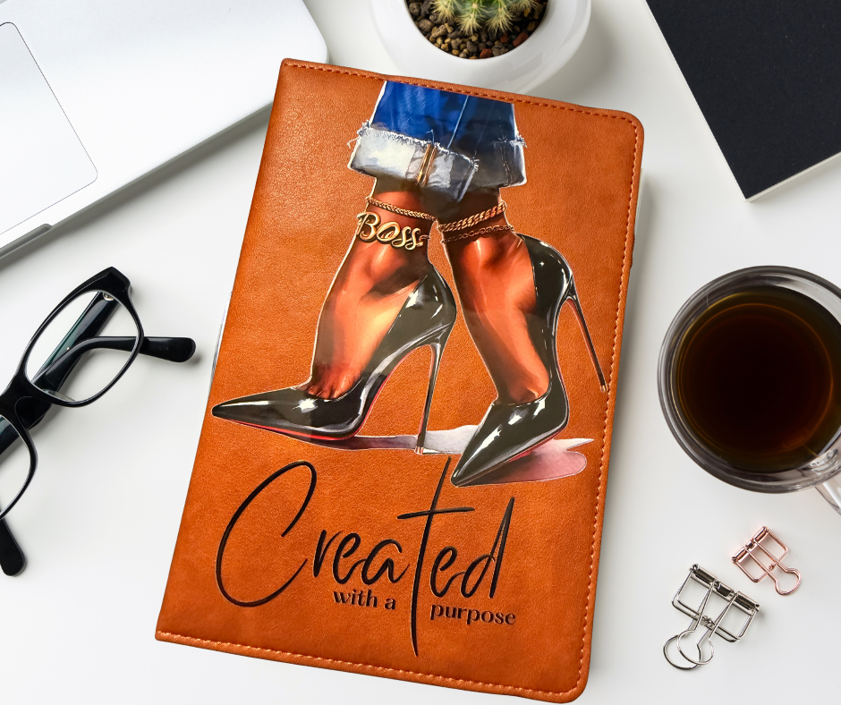 Created With a Purpose Luxury Vegan Leather Journal — Large A5 Hardcover (Pink, 312 Pages)