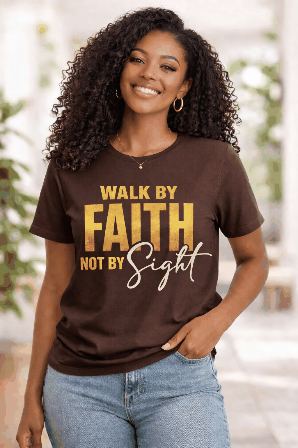 Walking by Faith, Not by Sight Inspirational Tee