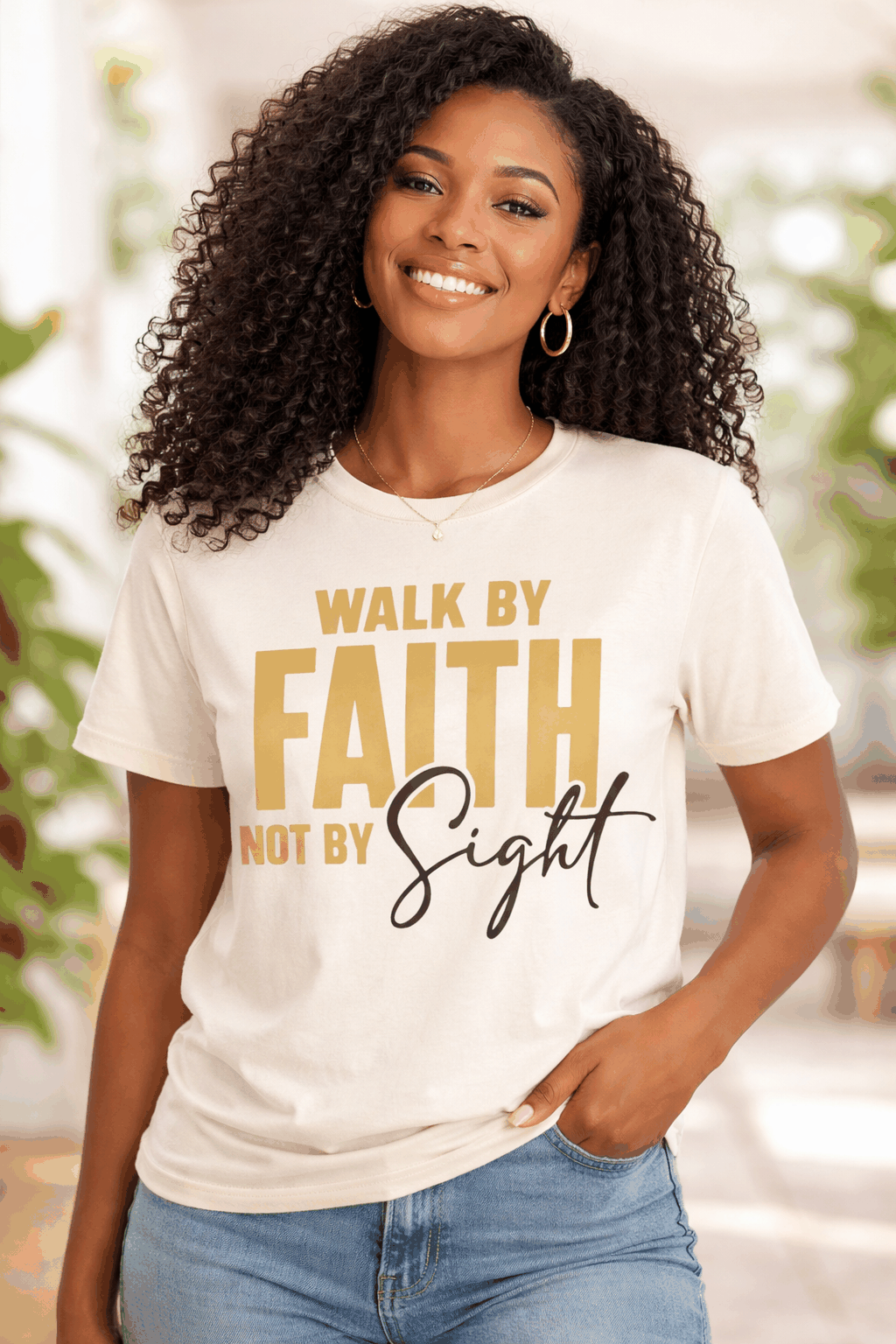 Walking by Faith, Not by Sight Inspirational Tee