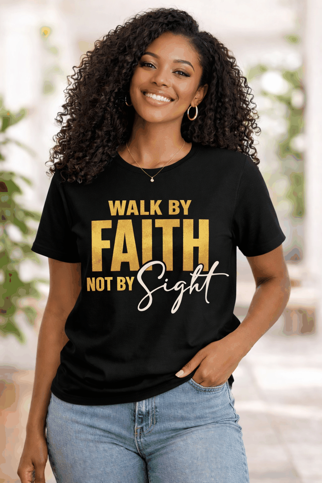 Walking by Faith, Not by Sight Inspirational Tee